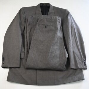 Vtg Mens Double Breasted 42R 34x30 Brown Gray Houndstooth Mens Jacket Pants Suit